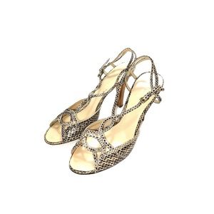 Enzo Angiolini Leather Open Toe Sling Back Heels Size 10